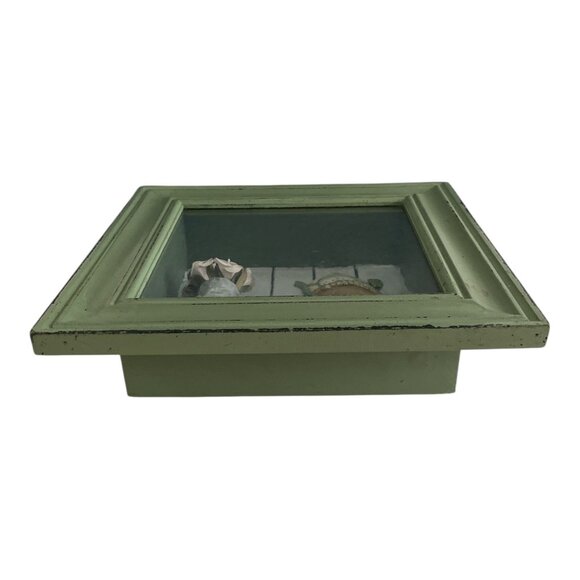 Dennis East International Kitchen Shadow Box – Sage Green Frame with Teapot Cloc - Picture 2 of 4